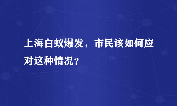 上海白蚁爆发，市民该如何应对这种情况？