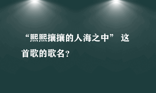 “熙熙攘攘的人海之中” 这首歌的歌名？