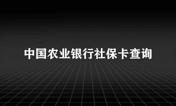 中国农业银行社保卡查询