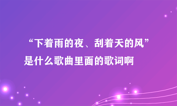 “下着雨的夜、刮着天的风”是什么歌曲里面的歌词啊