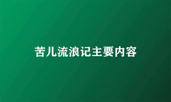 苦儿流浪记主要内容