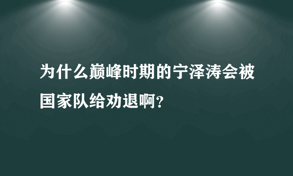 为什么巅峰时期的宁泽涛会被国家队给劝退啊？