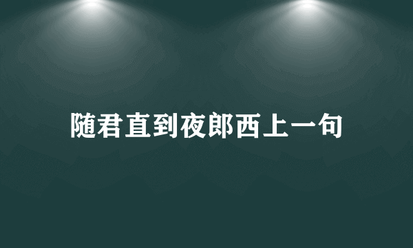 随君直到夜郎西上一句