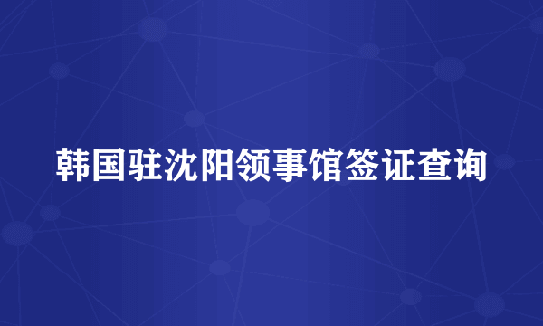 韩国驻沈阳领事馆签证查询