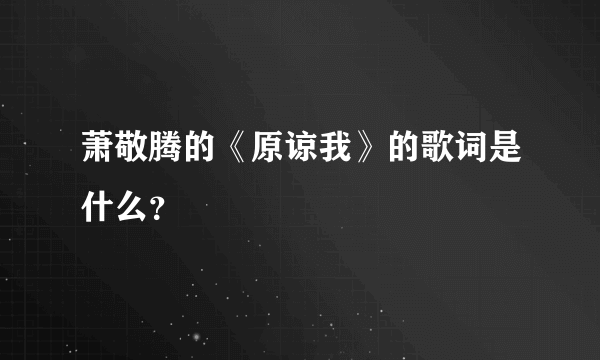 萧敬腾的《原谅我》的歌词是什么？