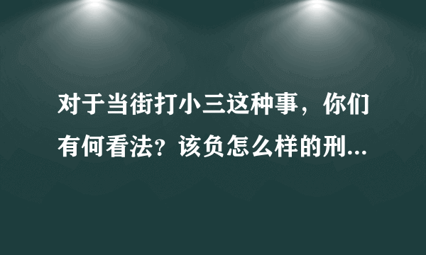 对于当街打小三这种事，你们有何看法？该负怎么样的刑事责任？