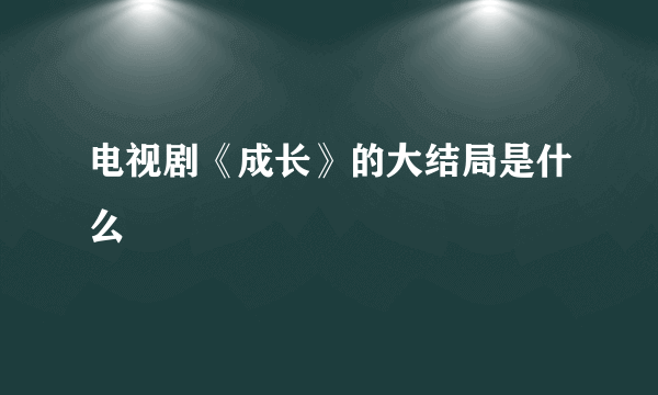 电视剧《成长》的大结局是什么