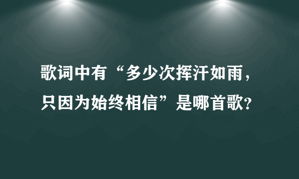 歌词中有“多少次挥汗如雨，只因为始终相信”是哪首歌？