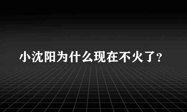 小沈阳为什么现在不火了？