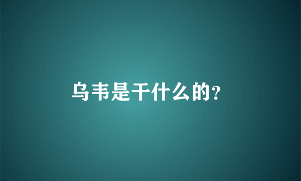 乌韦是干什么的？