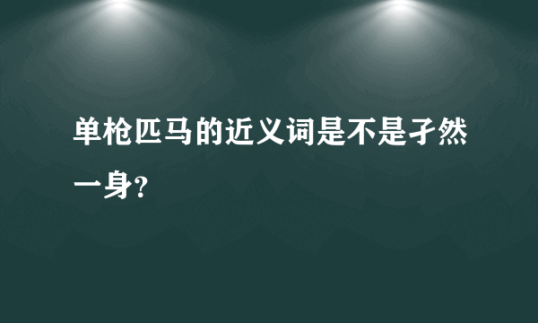 单枪匹马的近义词是不是孑然一身？