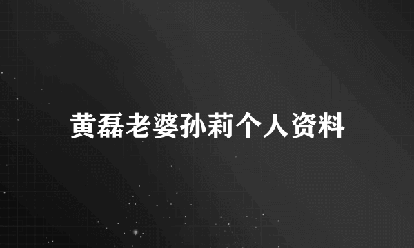 黄磊老婆孙莉个人资料