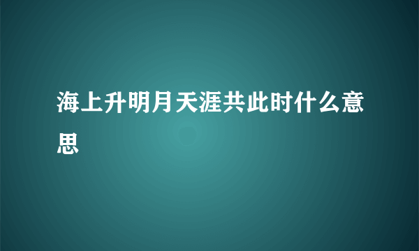 海上升明月天涯共此时什么意思