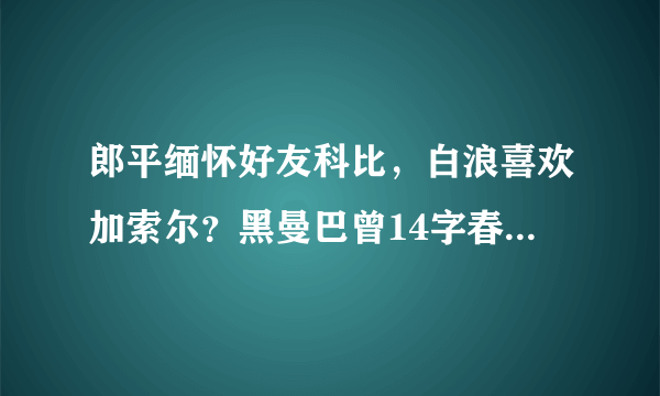 郎平缅怀好友科比，白浪喜欢加索尔？黑曼巴曾14字春联送中国球迷