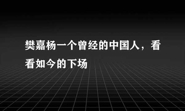 樊嘉杨一个曾经的中国人，看看如今的下场