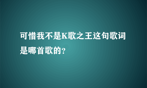 可惜我不是K歌之王这句歌词是哪首歌的？