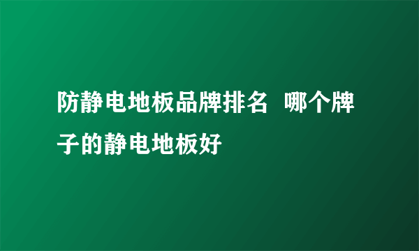 防静电地板品牌排名  哪个牌子的静电地板好