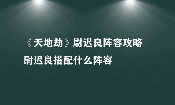 《天地劫》尉迟良阵容攻略 尉迟良搭配什么阵容