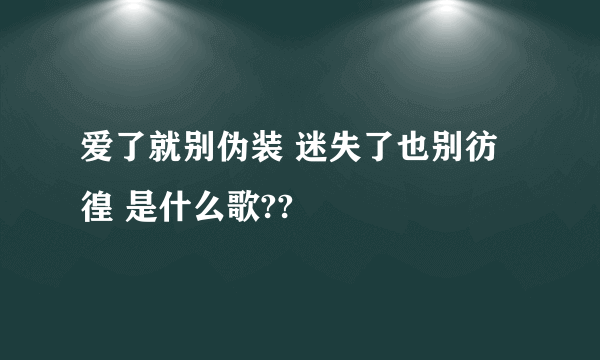 爱了就别伪装 迷失了也别彷徨 是什么歌??