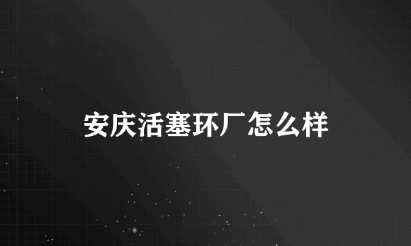 安庆活塞环厂怎么样