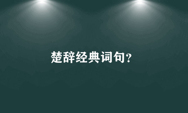 楚辞经典词句？