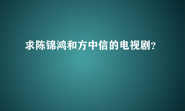 求陈锦鸿和方中信的电视剧？