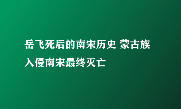 岳飞死后的南宋历史 蒙古族入侵南宋最终灭亡