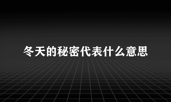 冬天的秘密代表什么意思