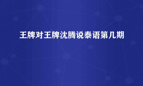 王牌对王牌沈腾说泰语第几期