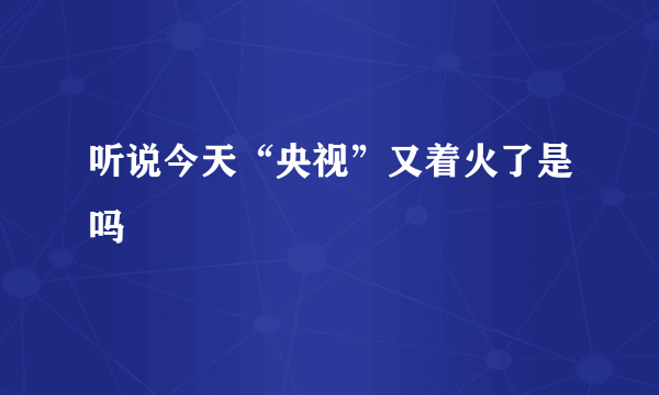 听说今天“央视”又着火了是吗