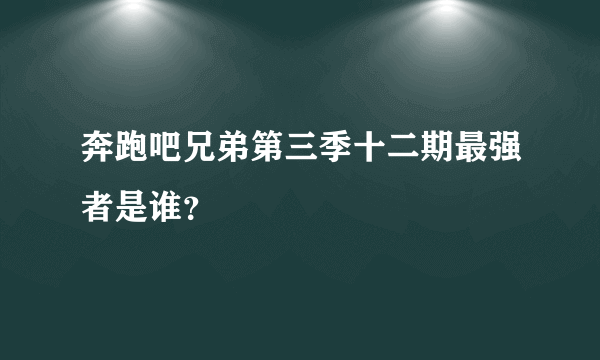 奔跑吧兄弟第三季十二期最强者是谁？