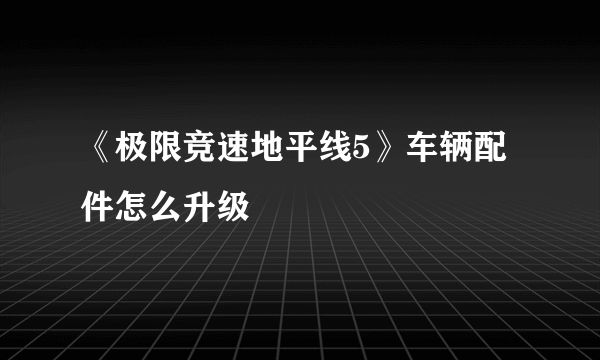 《极限竞速地平线5》车辆配件怎么升级