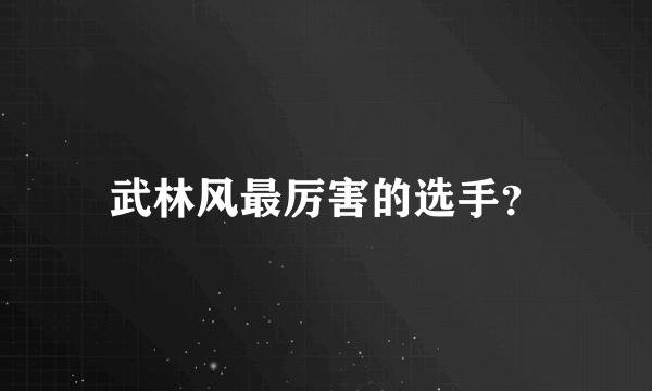 武林风最厉害的选手？