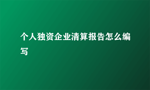 个人独资企业清算报告怎么编写