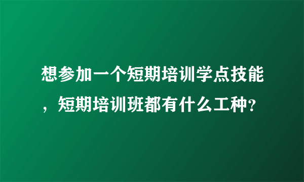 想参加一个短期培训学点技能，短期培训班都有什么工种？