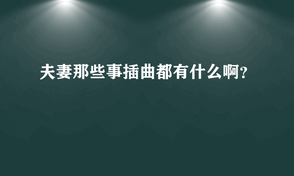 夫妻那些事插曲都有什么啊？