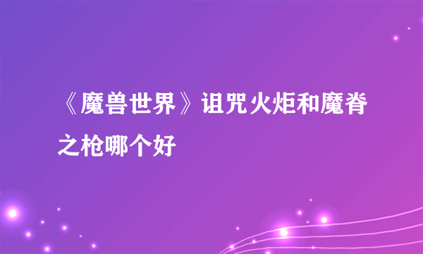 《魔兽世界》诅咒火炬和魔脊之枪哪个好