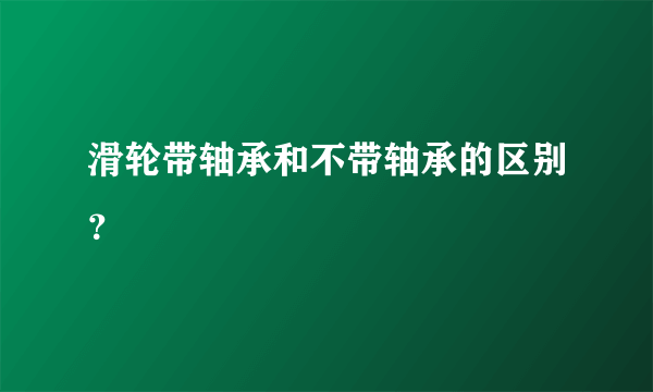 滑轮带轴承和不带轴承的区别？