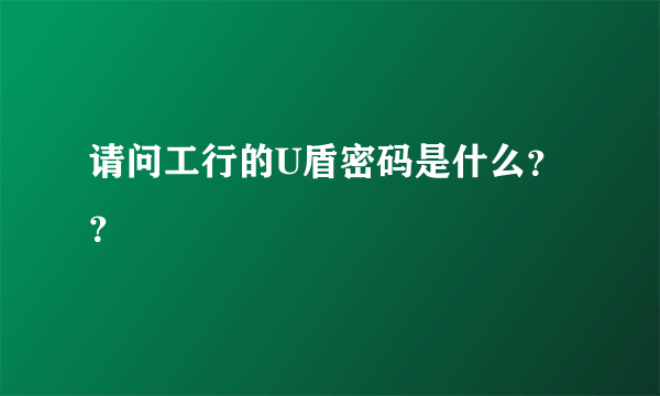 请问工行的U盾密码是什么？？