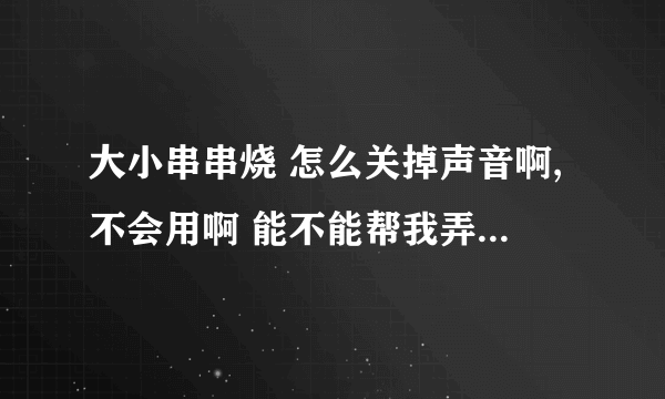 大小串串烧 怎么关掉声音啊,不会用啊 能不能帮我弄一下啊,非常谢谢