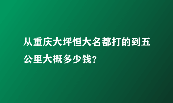 从重庆大坪恒大名都打的到五公里大概多少钱？