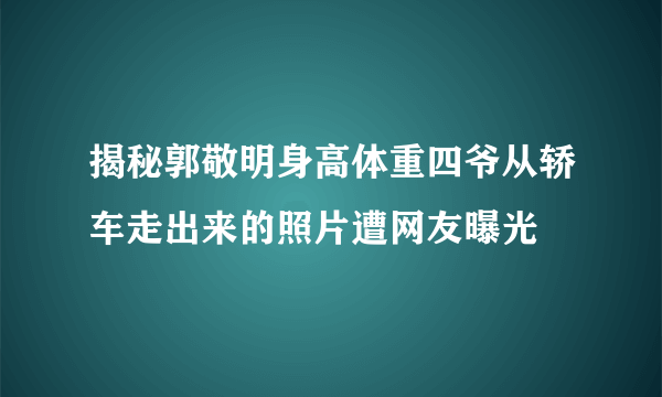 揭秘郭敬明身高体重四爷从轿车走出来的照片遭网友曝光