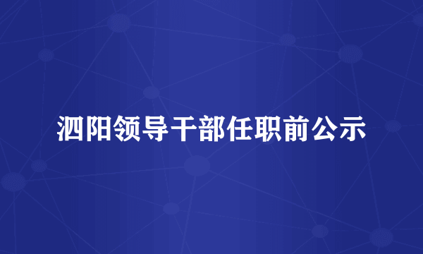 泗阳领导干部任职前公示