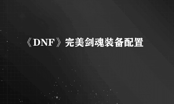 《DNF》完美剑魂装备配置