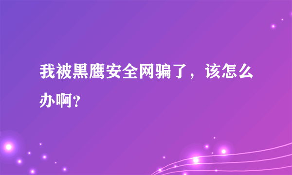 我被黑鹰安全网骗了，该怎么办啊？