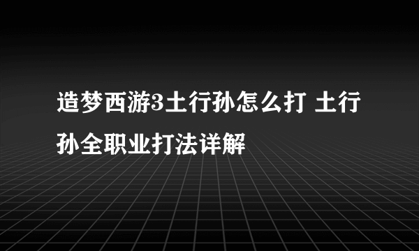 造梦西游3土行孙怎么打 土行孙全职业打法详解