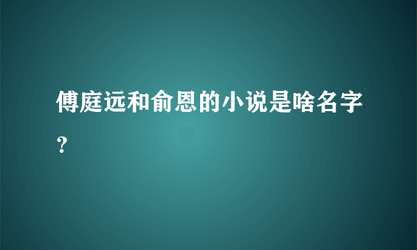 傅庭远和俞恩的小说是啥名字？