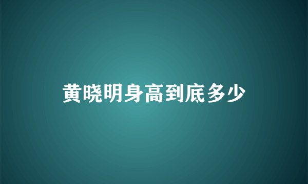 黄晓明身高到底多少