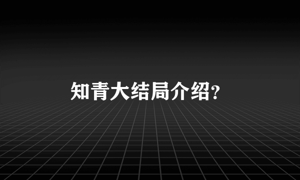 知青大结局介绍？