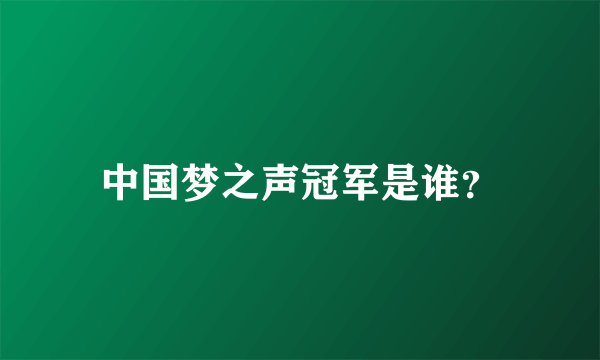 中国梦之声冠军是谁？